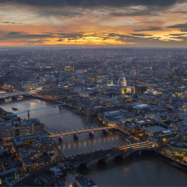The city seen from above at night