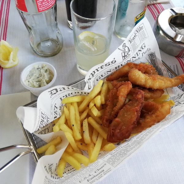 fish and chips in basket