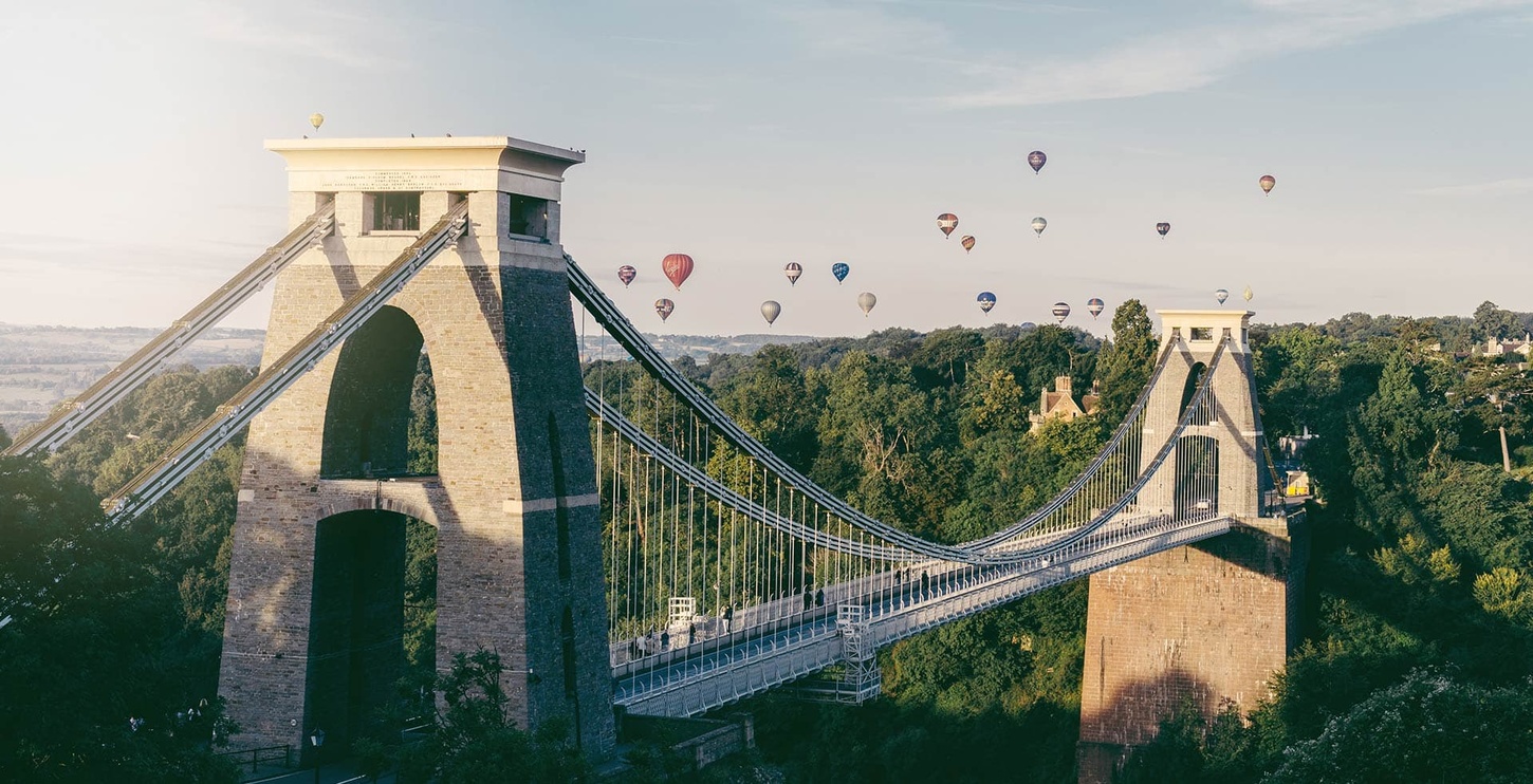 Bristol suspension bridge with baloons