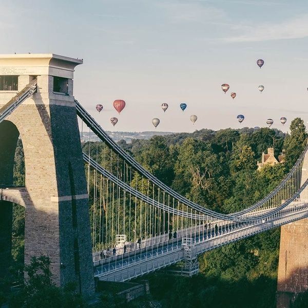 Bristol suspension bridge with baloons