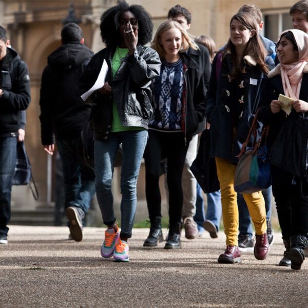 students walking together