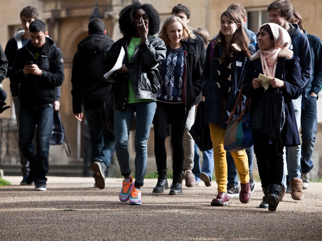 students walking together