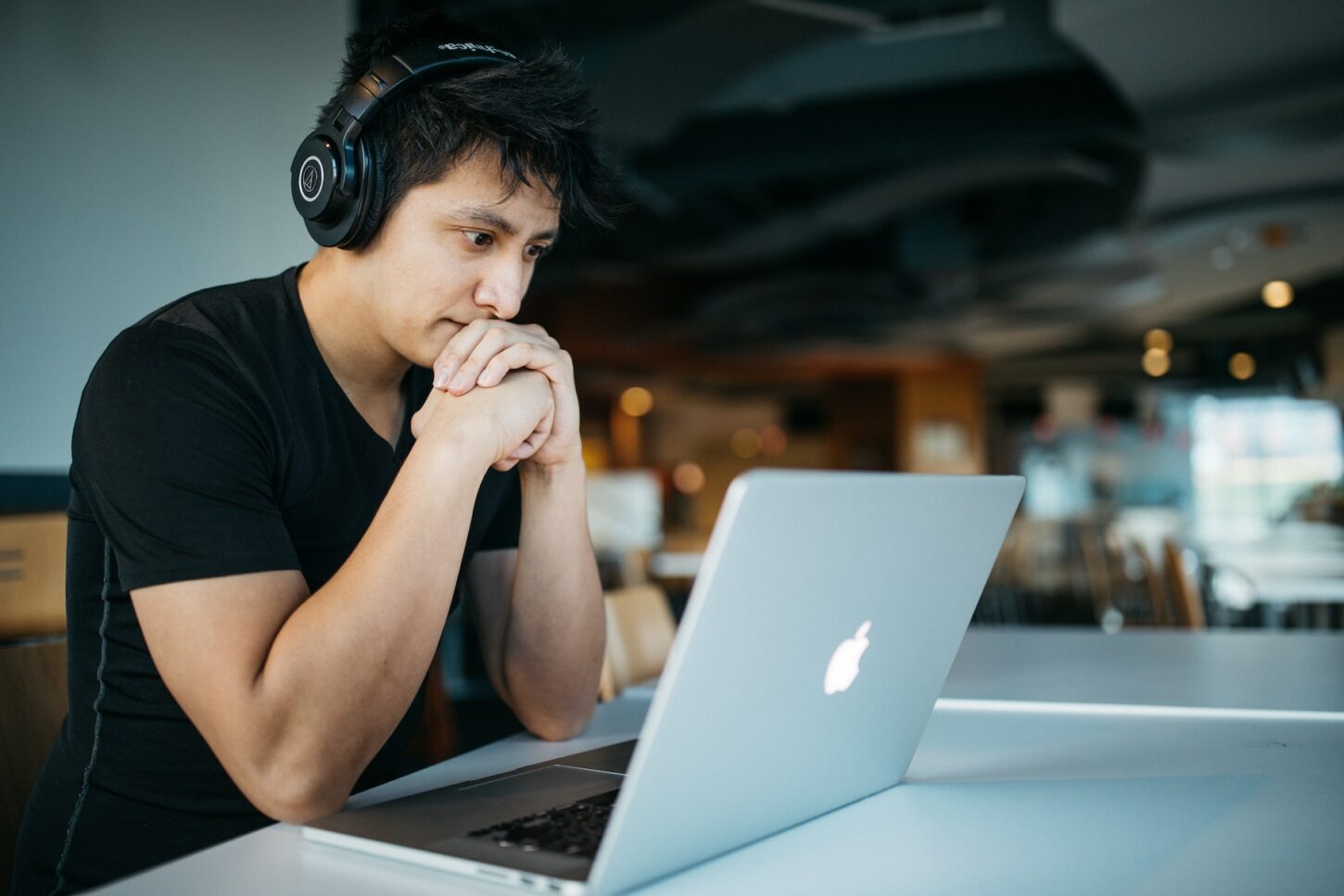 male student studying