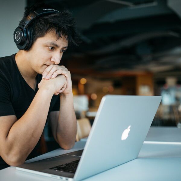 male student studying