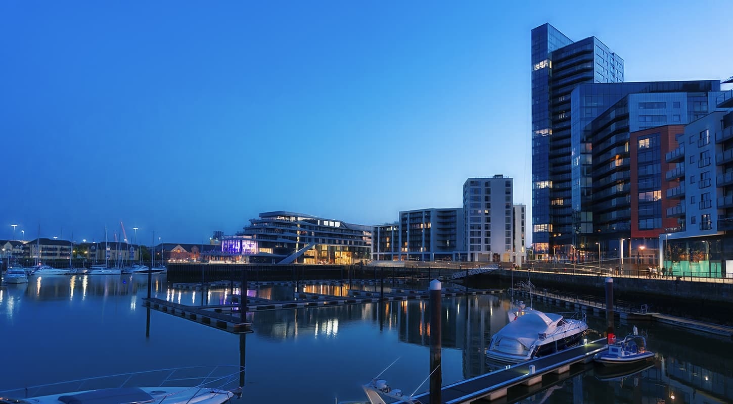 Southampton harbour at night