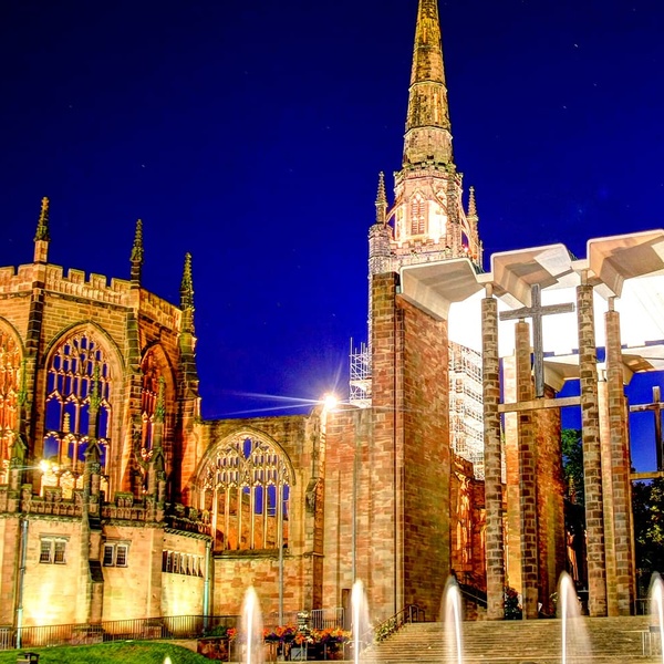coventry cathedral building at night