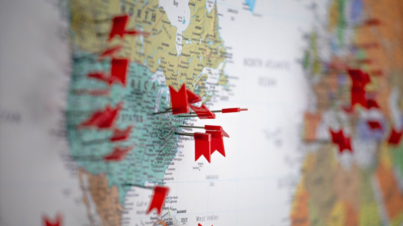 map with pins