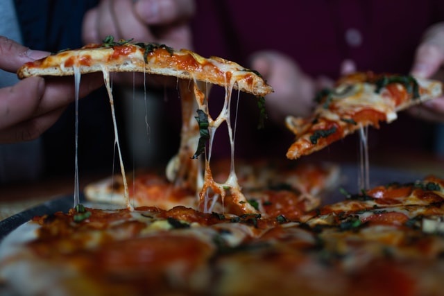 sharing pizza