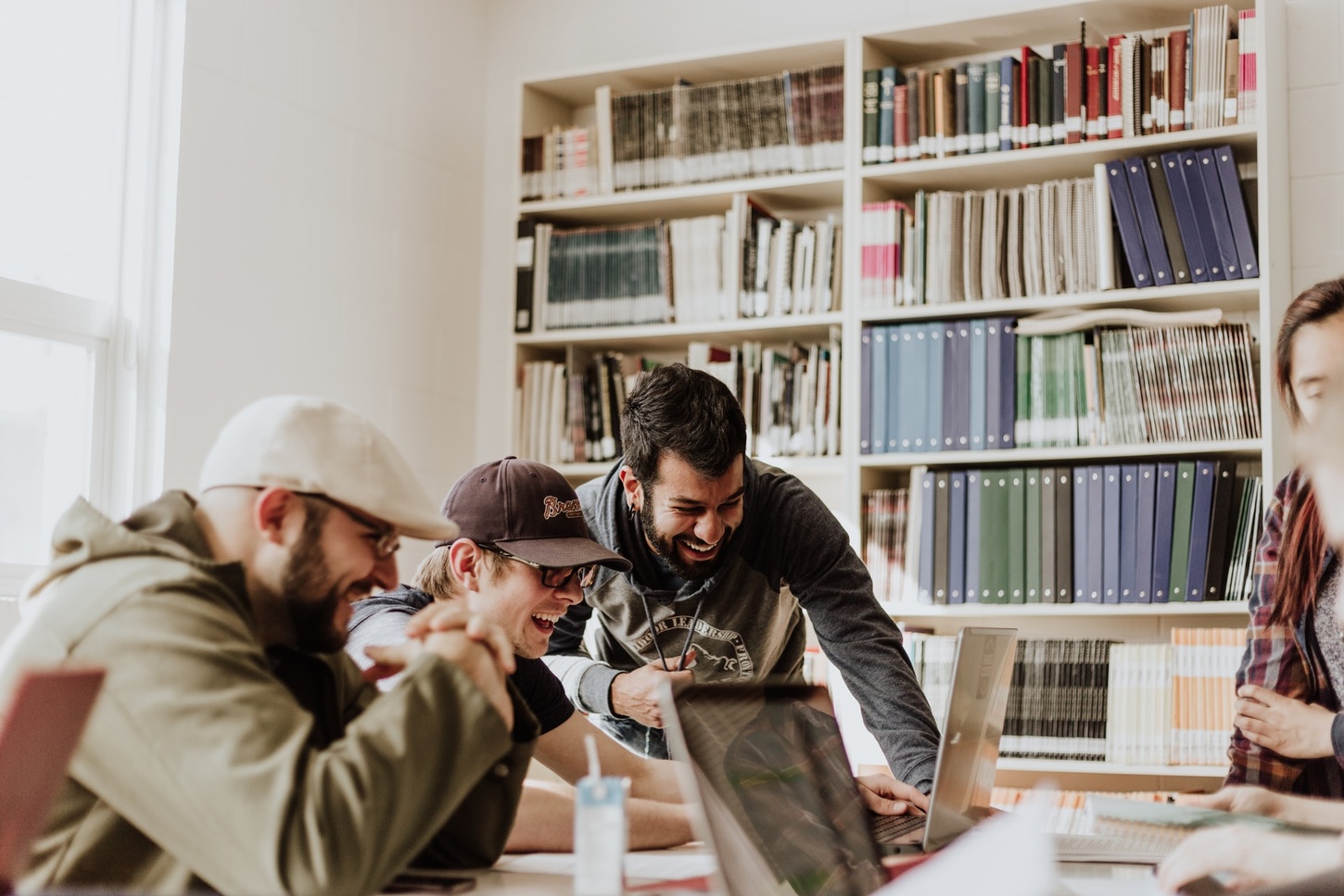 students study learning in happy