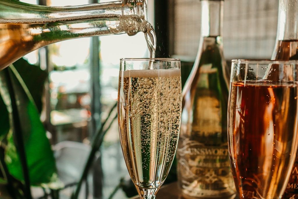 Pouring glass of prosecco