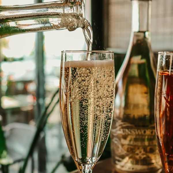Pouring glass of prosecco