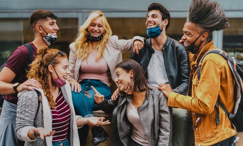 students laughing and joking