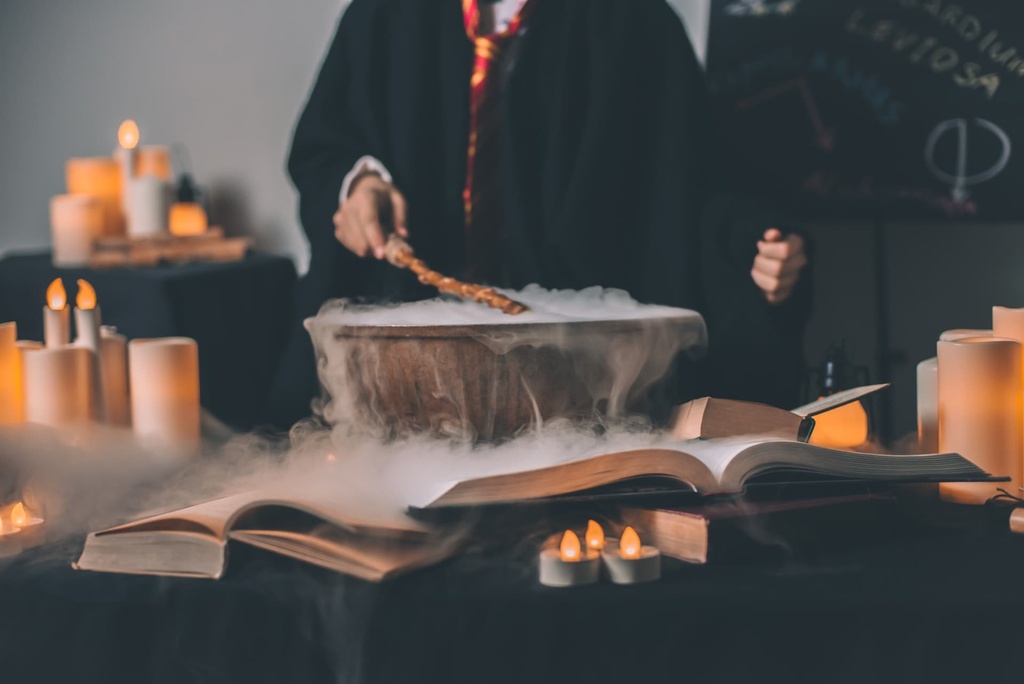 wizard with cauldron