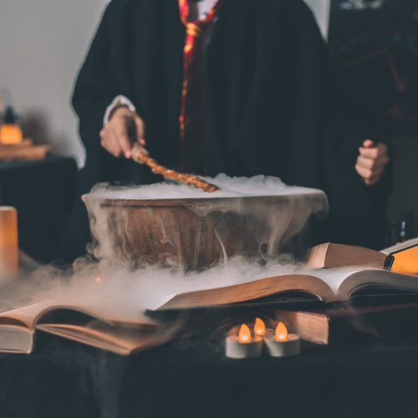 wizard with cauldron