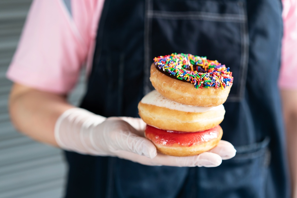 donuts carried by baker
