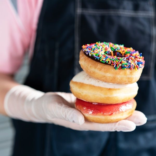 donuts carried by baker
