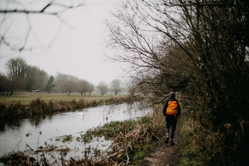 walker by the river in winchester