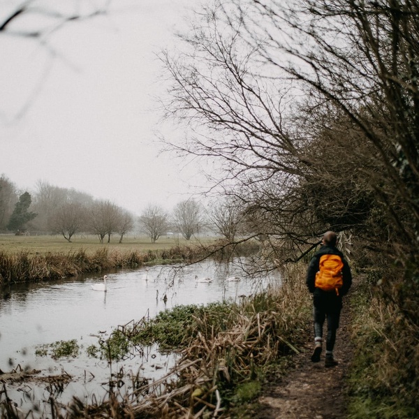 walker by the river in winchester
