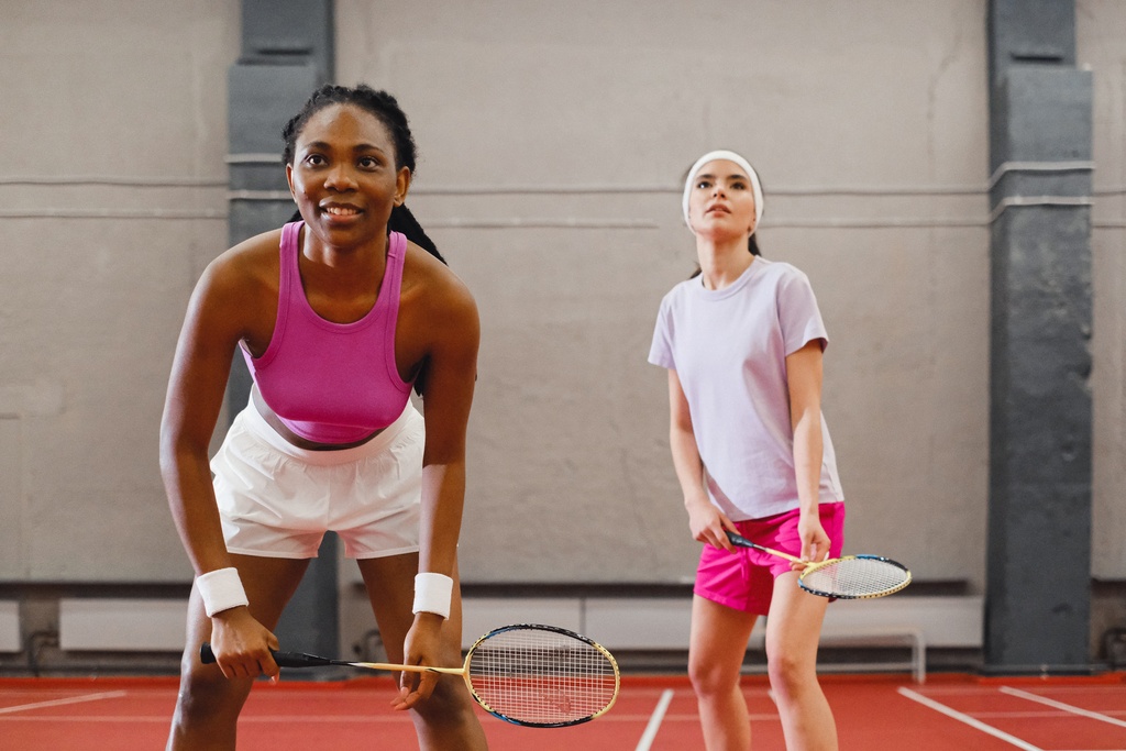 student badminton players