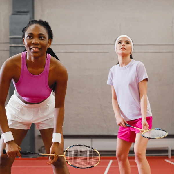 student badminton players