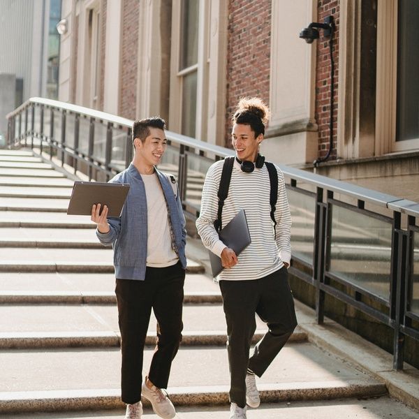 University students walking in the street