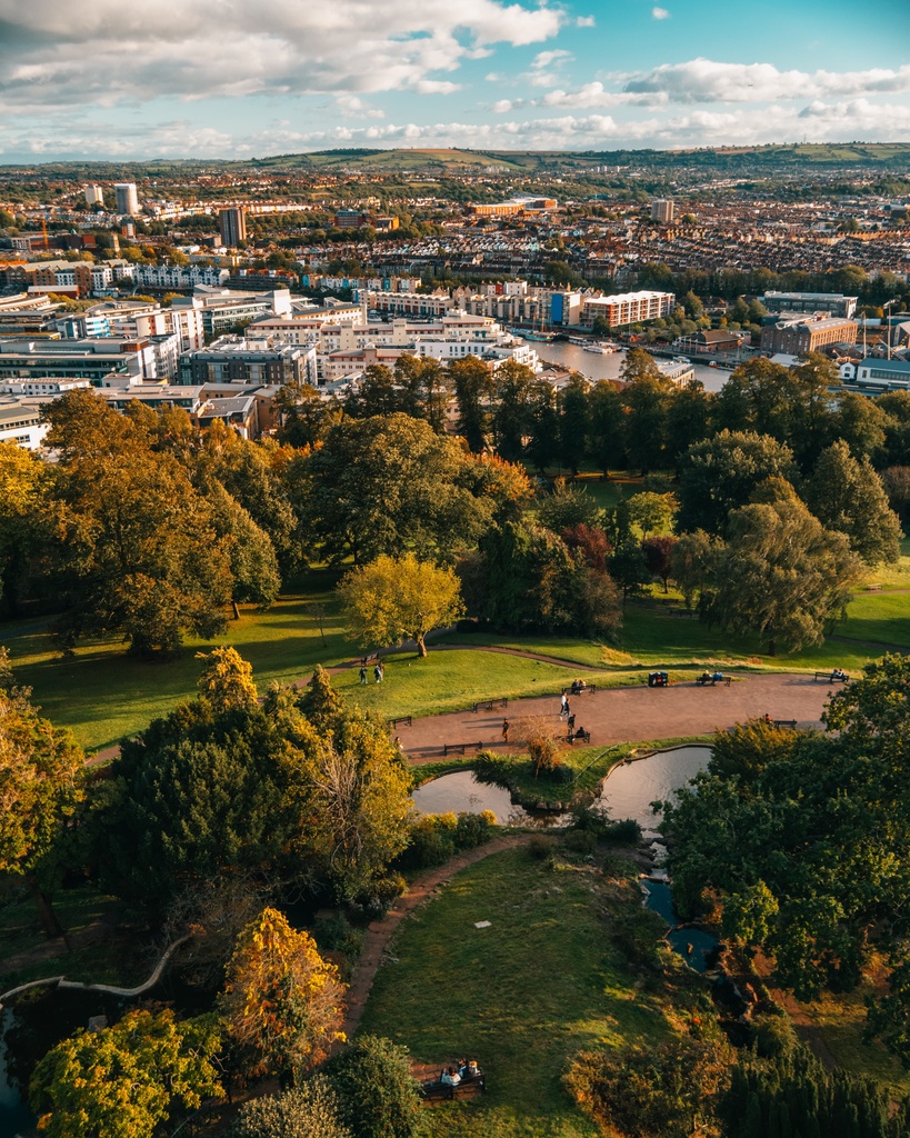 brandon hill Park in Bristol with city view