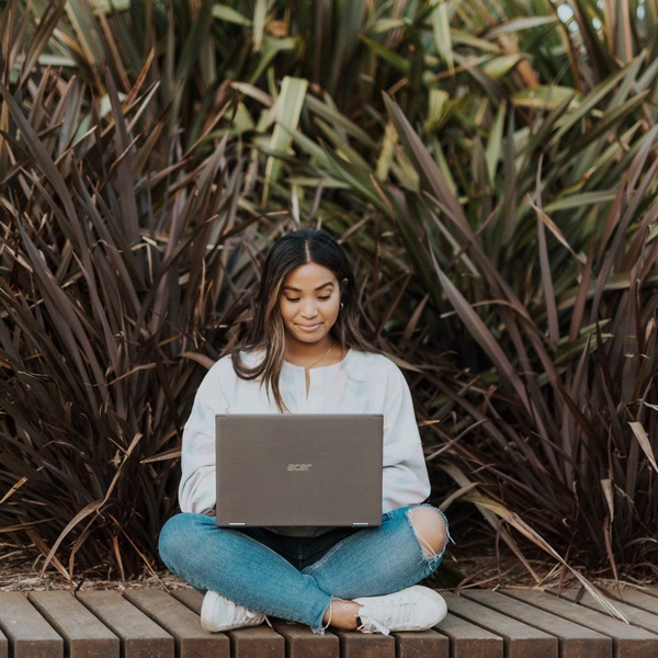 student studying on laptop