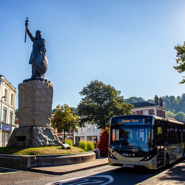 bus driving through winchester town