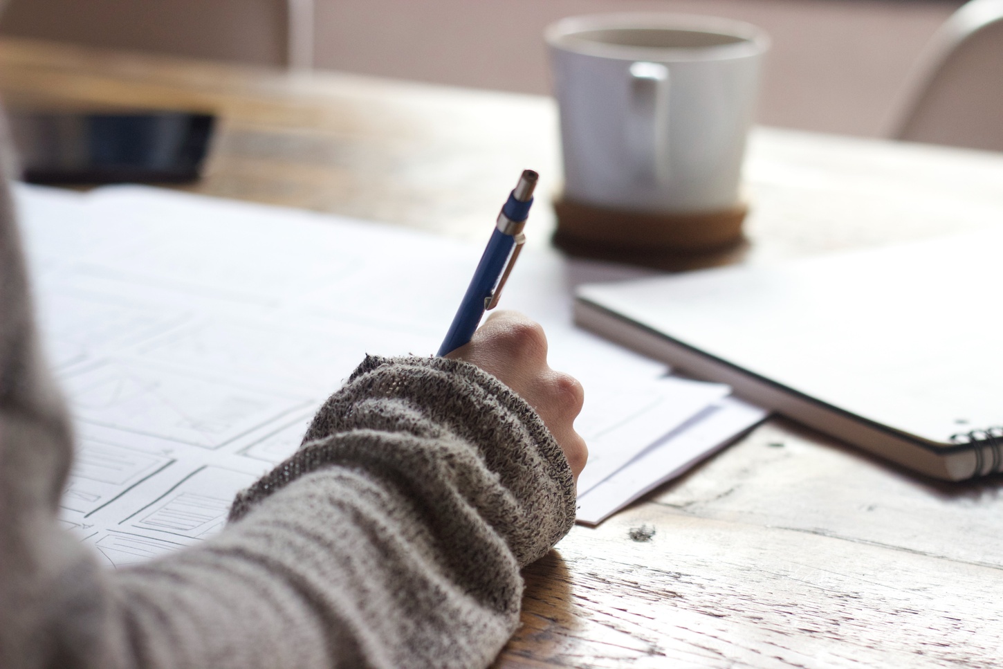 student working at desk