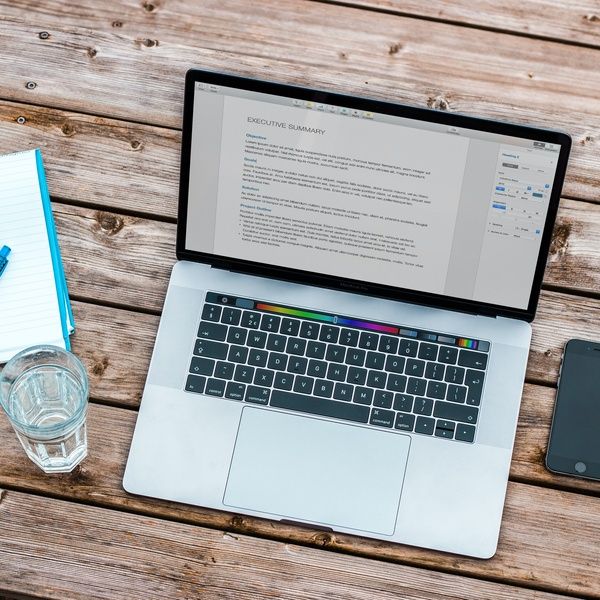 laptop with document