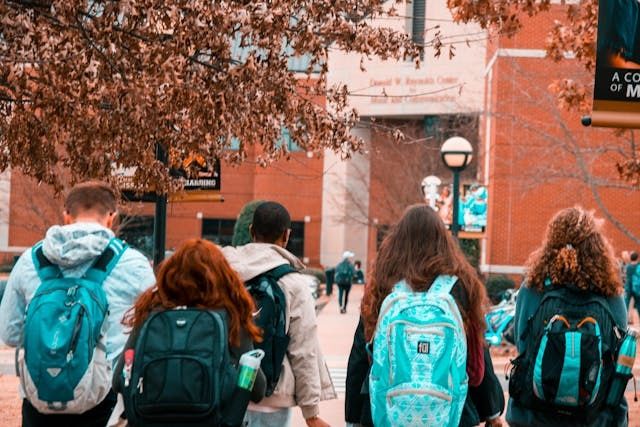 group of students with backpacks